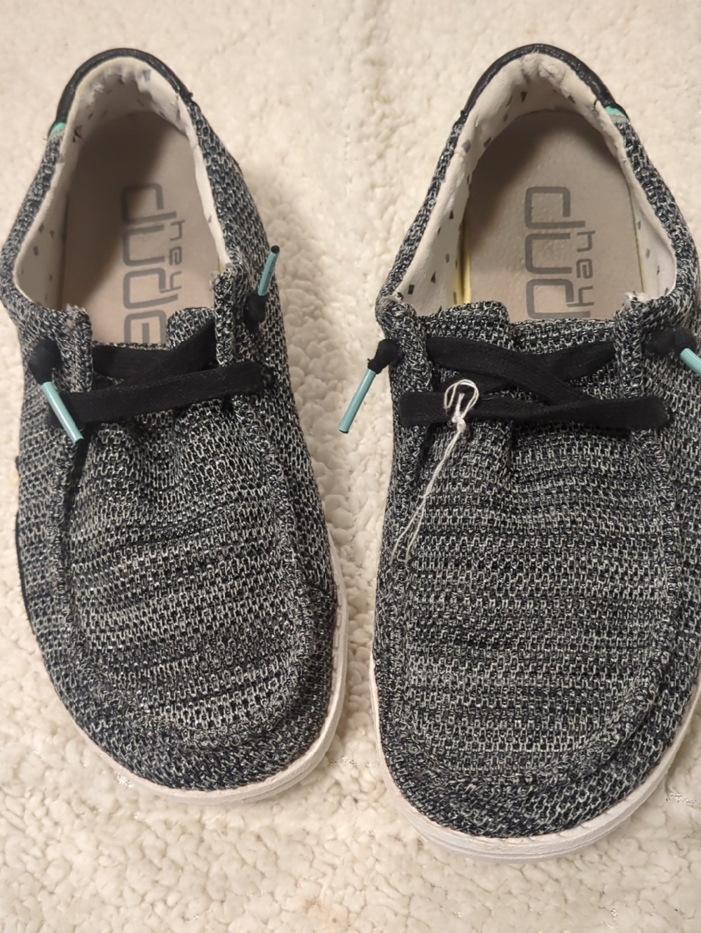 Hey Dude Wendy Sox Slip-On Shoes Black Sparkle Size 7 Lightweight Comfort